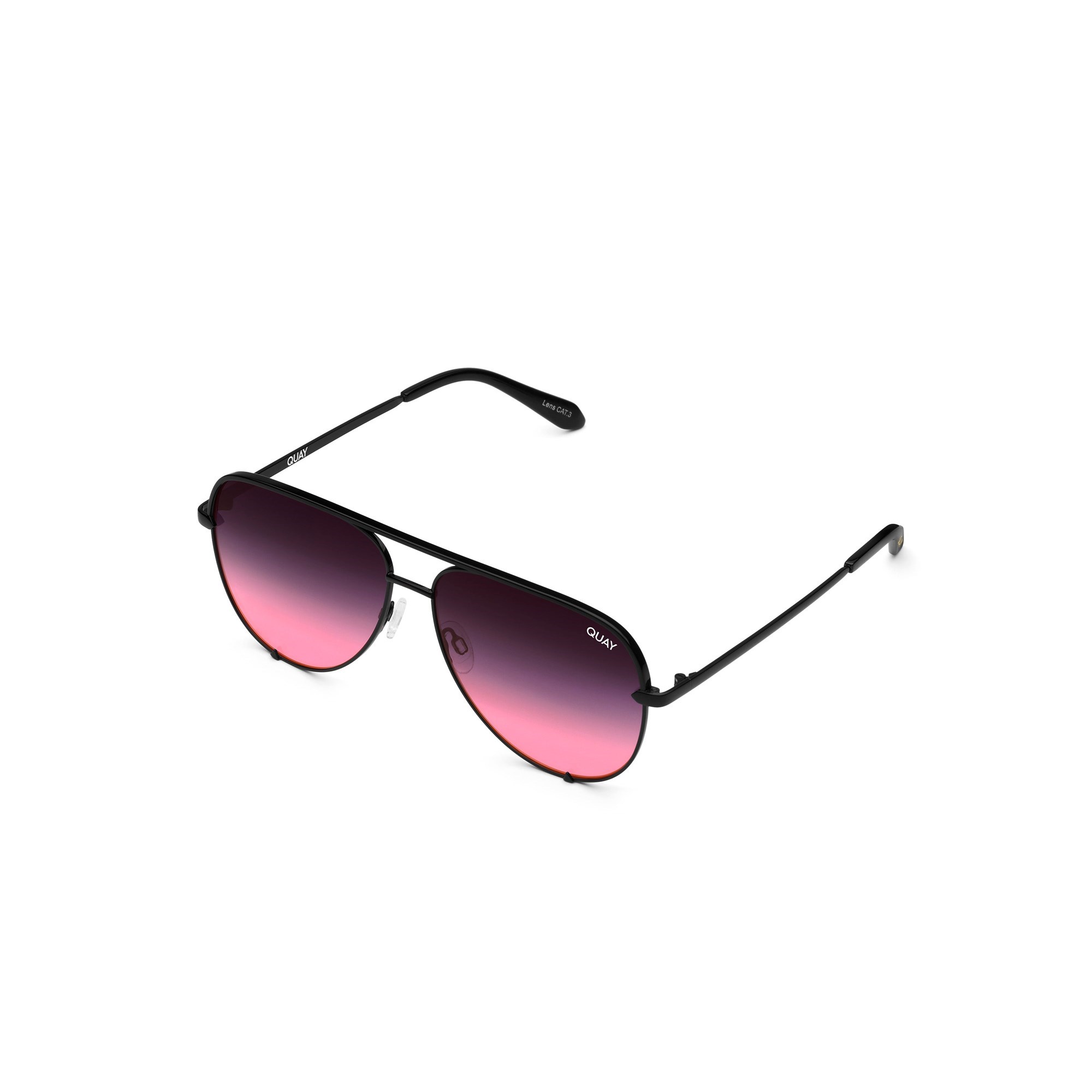 Black / Black Pink Fade Quay HIGH KEY MINI Women's Sunglasses | CJHZX-8416