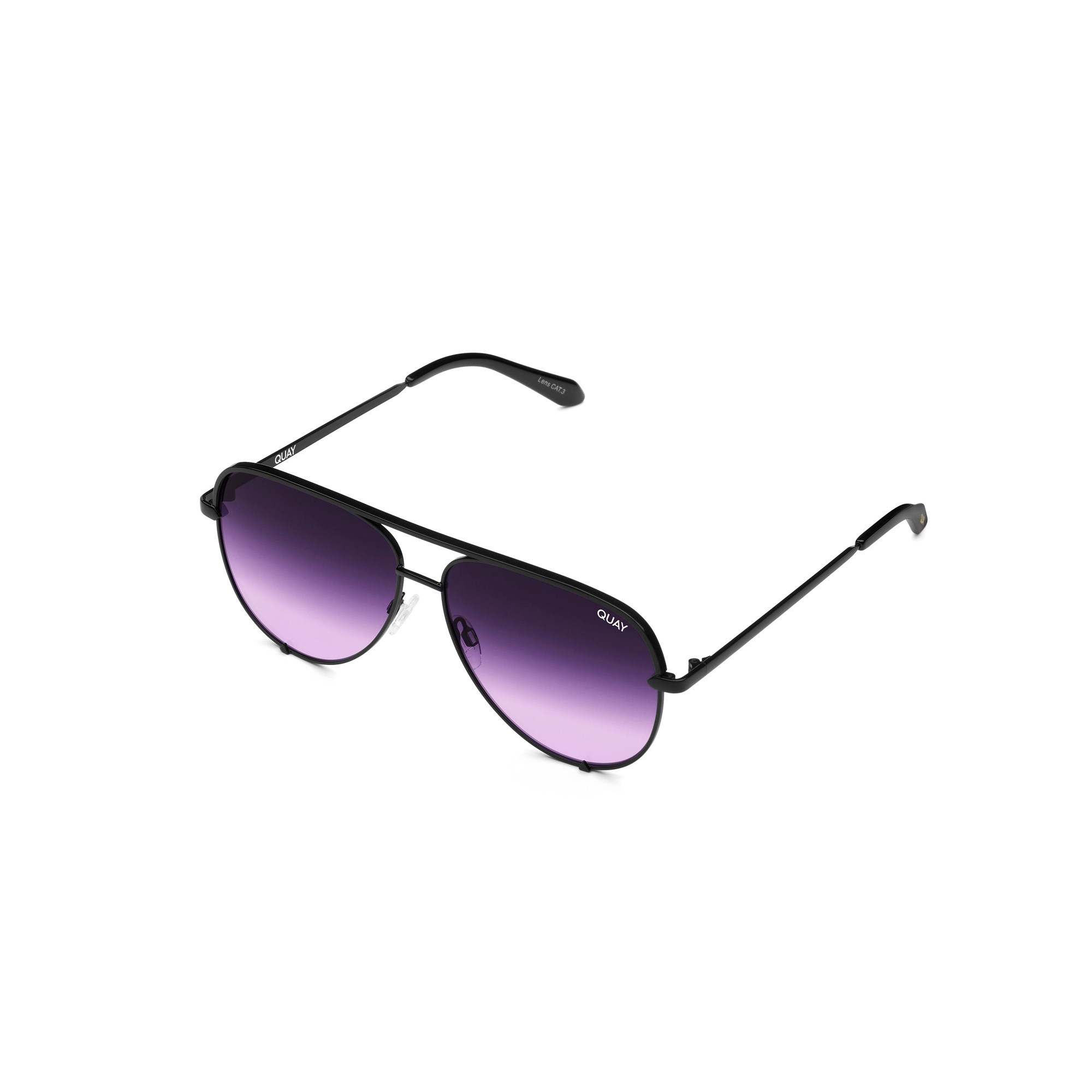 Black / Black Purple Fade Quay HIGH KEY MINI Women's Sunglasses | HFRKL-7139