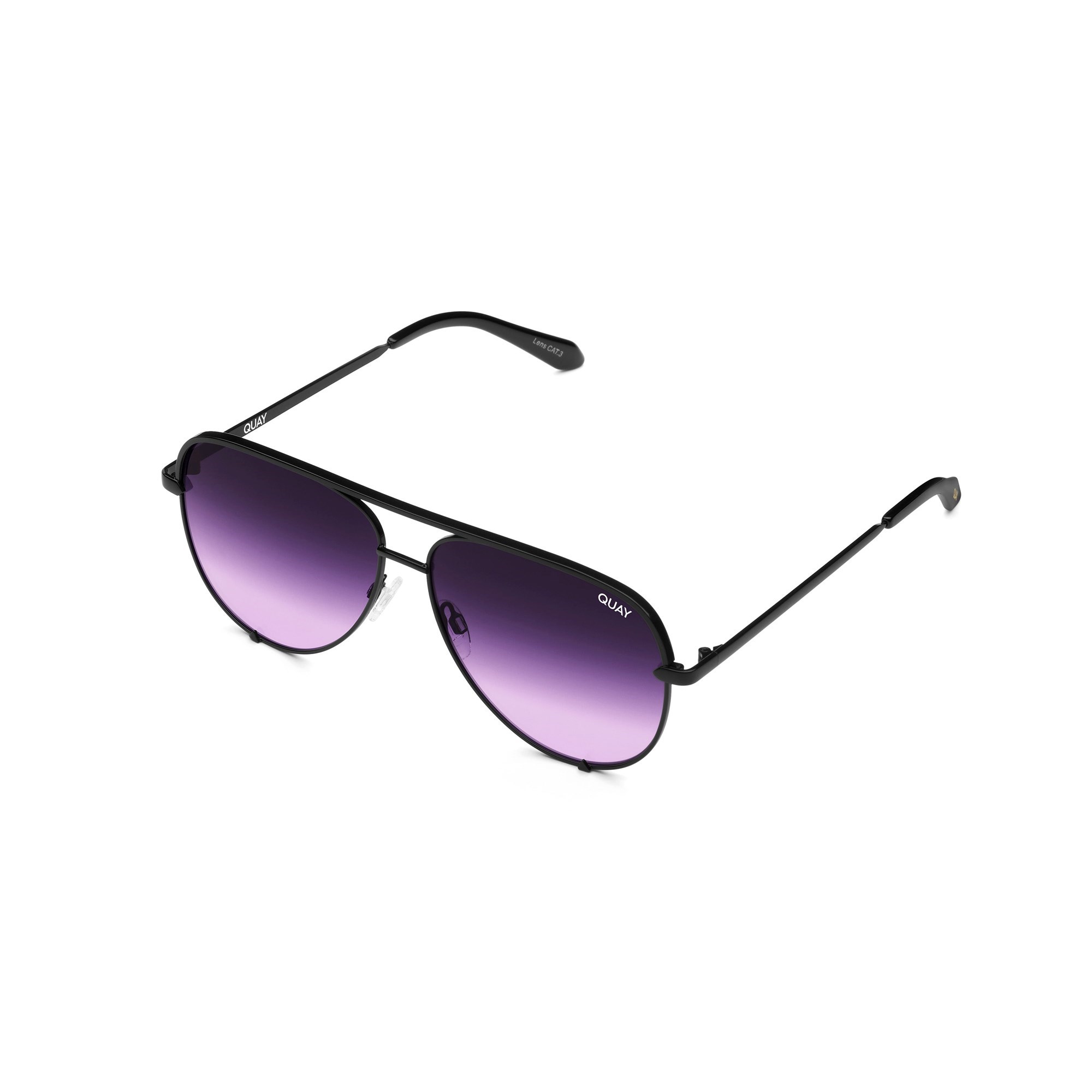 Black / Black Purple Fade Quay HIGH KEY Men's Sunglasses | YVADC-8963