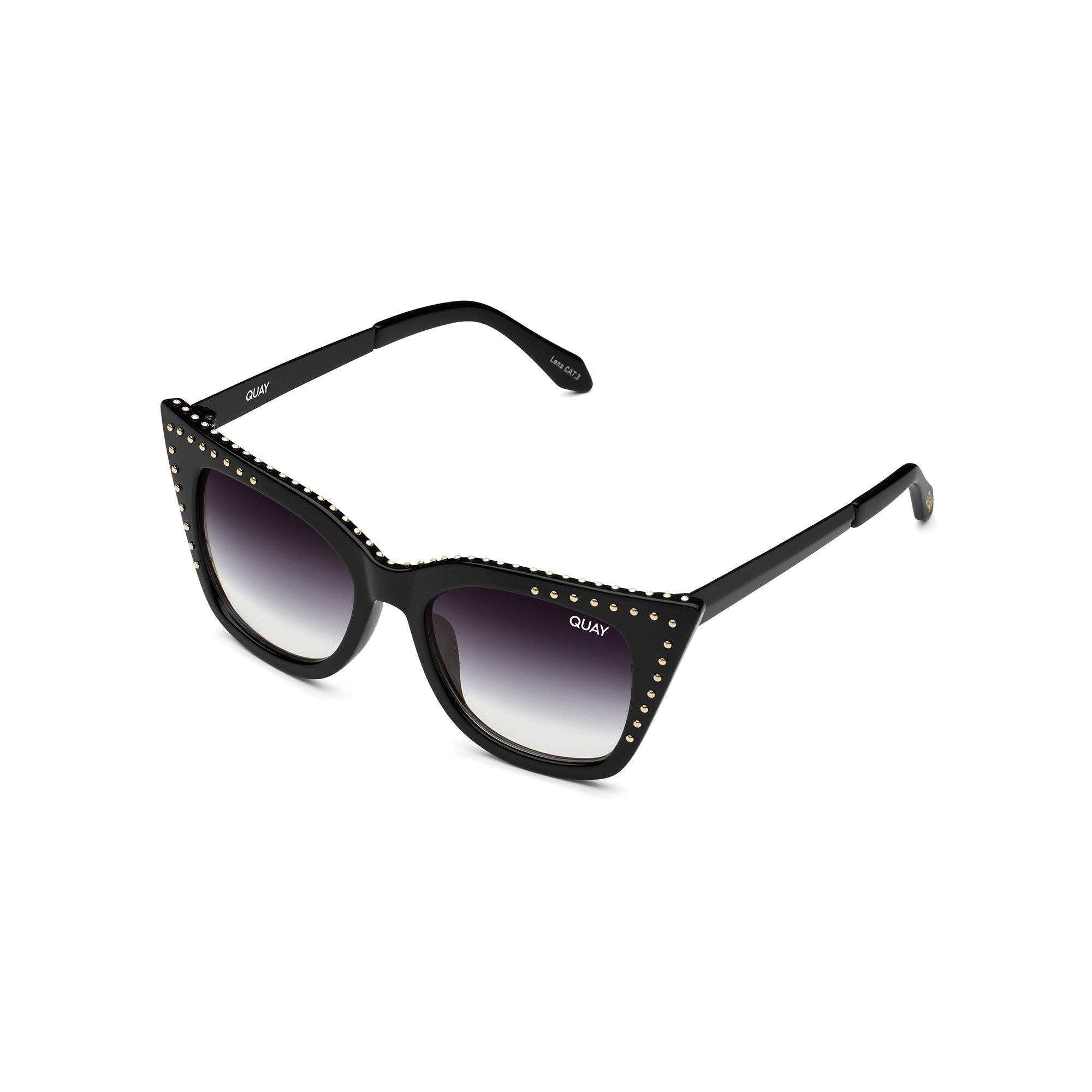 Black / Fade Quay HARPER STUDDED Women's Sunglasses | XTOKB-8796