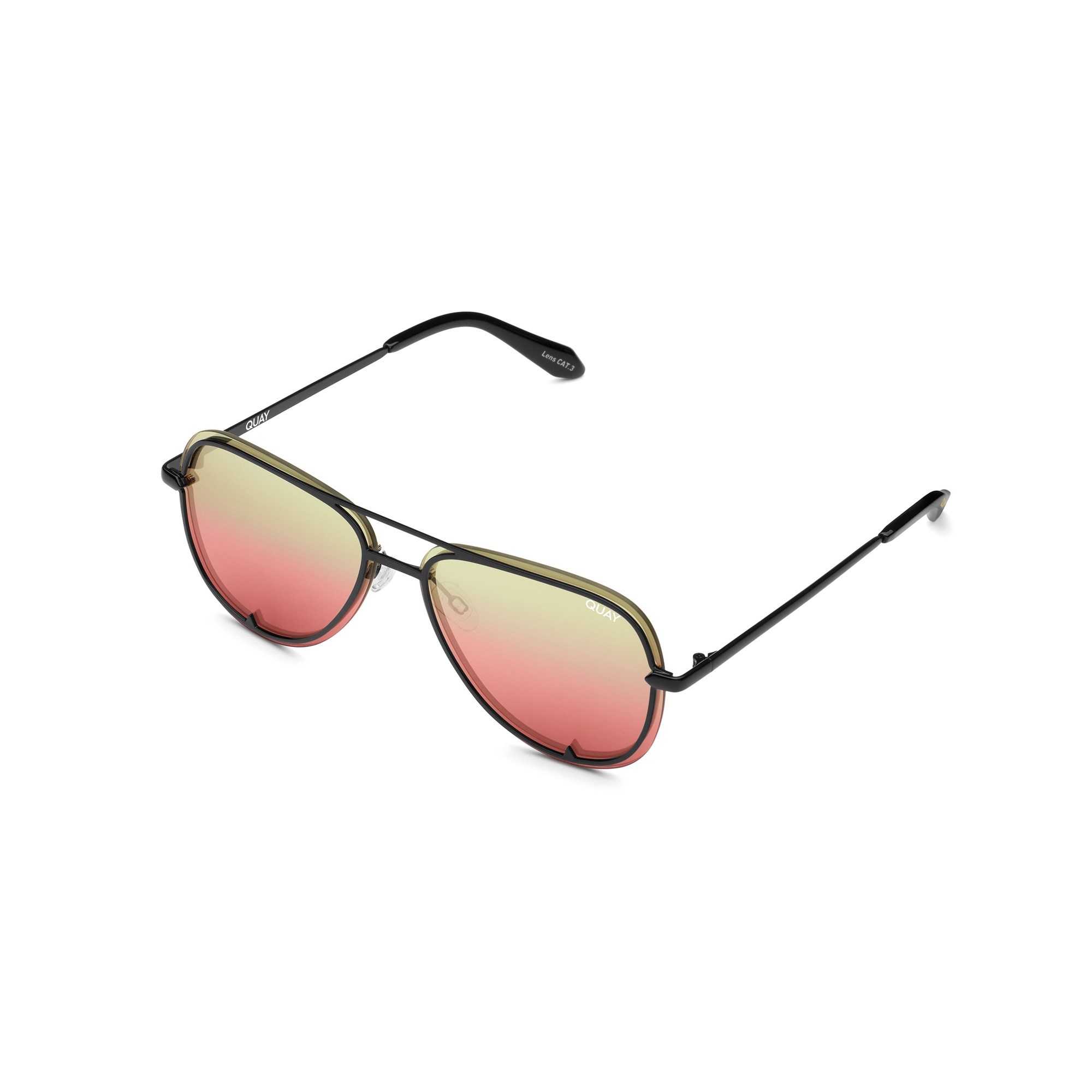 Black / Green To Pink Quay HIGH KEY FRAMED Women's Sunglasses | OZYTL-4213