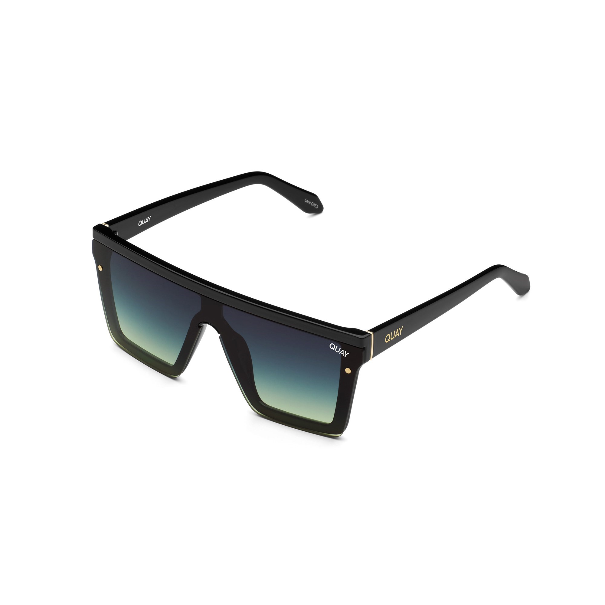 Black / Smoke Green Fade Quay HINDSIGHT Women's Sunglasses | RWODB-7204