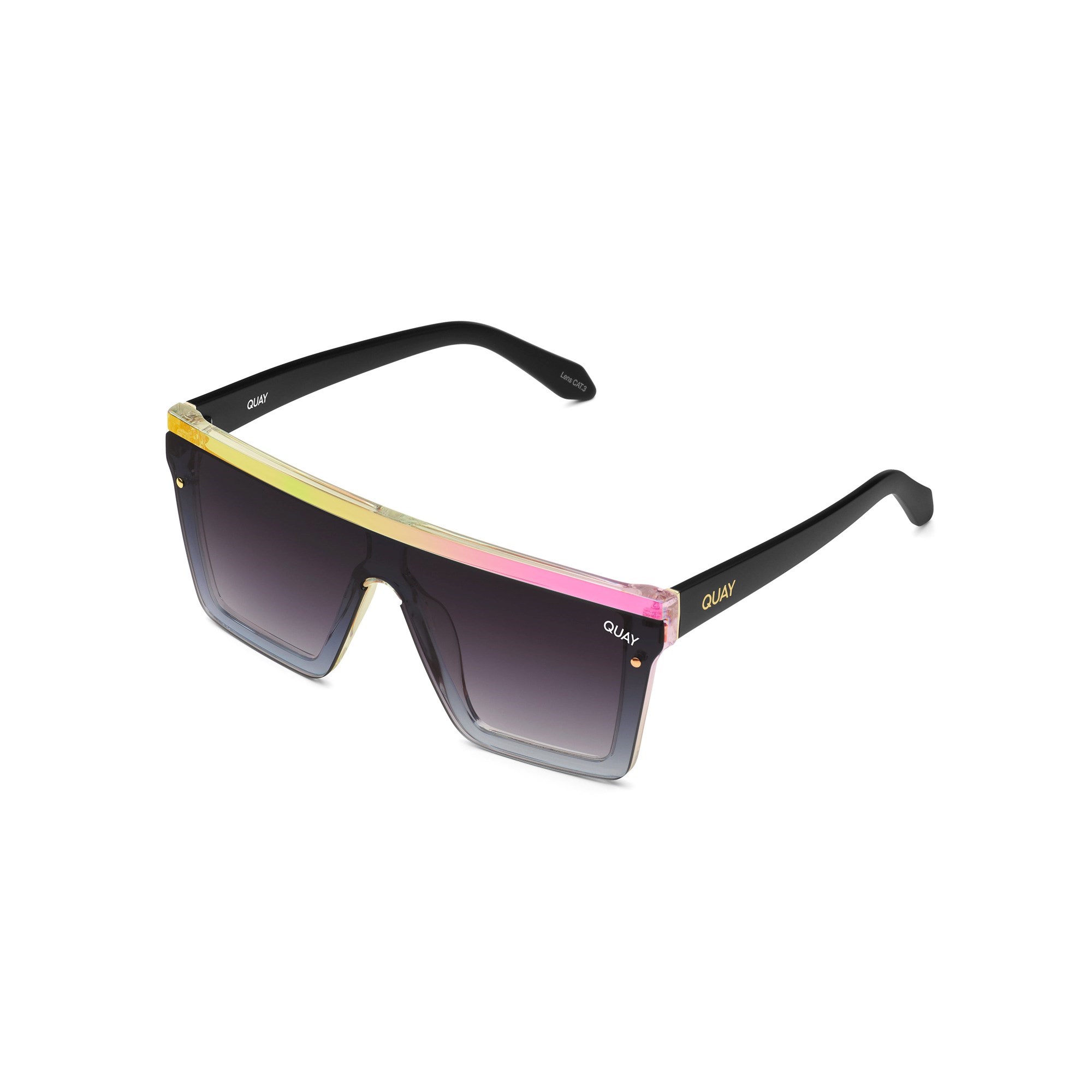 Clear Holographic Matte Black / Smoke Quay HINDSIGHT Women's Sunglasses | BKSZO-7659