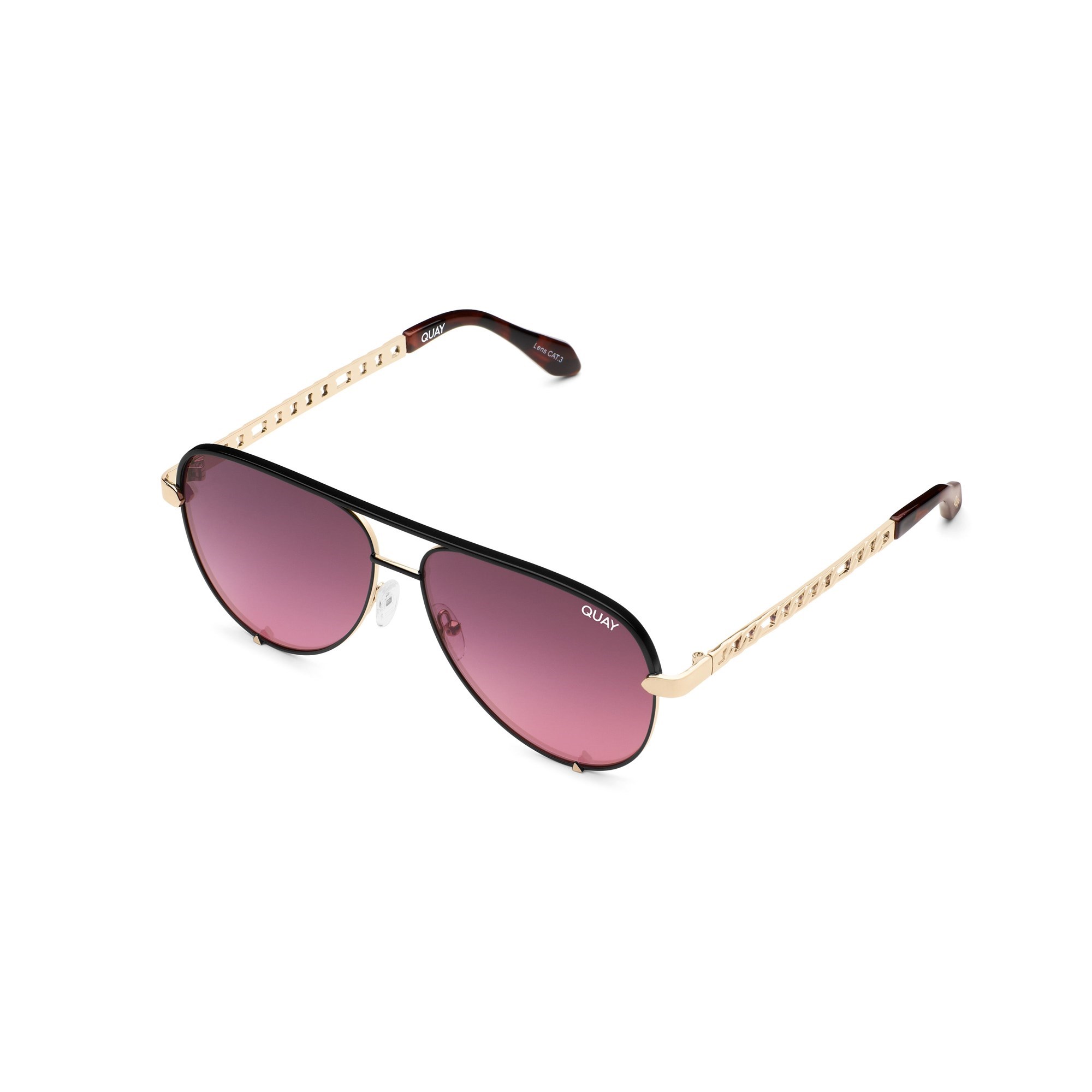 Gold Black / Pink Quay HIGH KEY LINKS Women\'s Sunglasses | LOXWT-6102