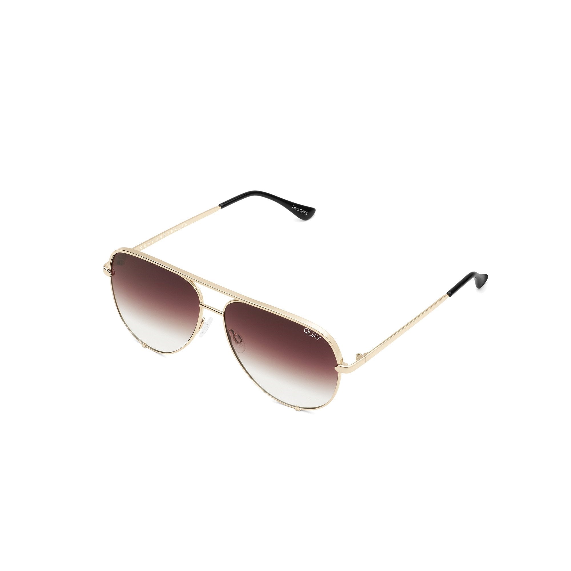 Gold / Brown Fade Quay HIGH KEY MINI Men's Sunglasses | SJIOX-2038