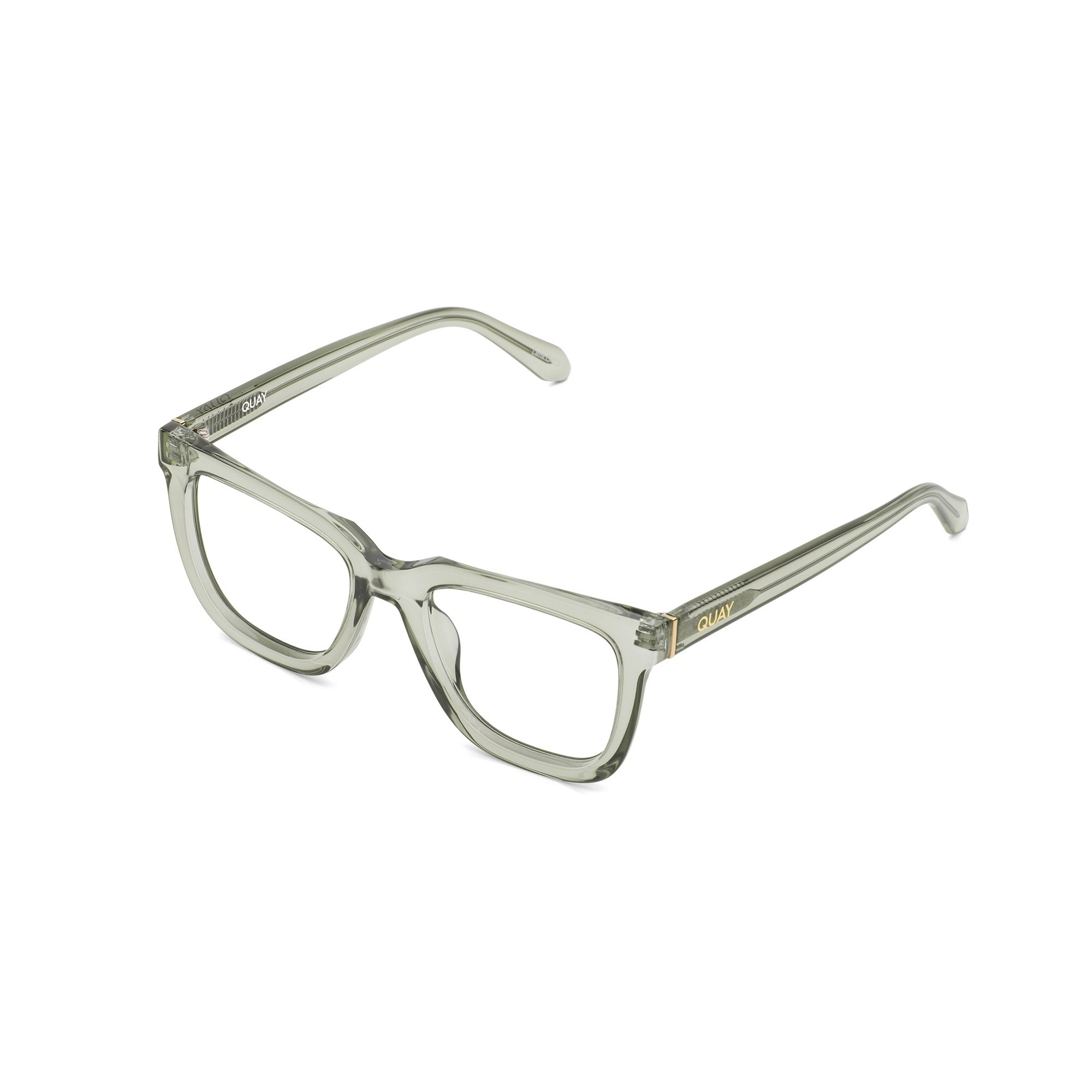 Green / Clear Rx Quay WIRED BEVEL OVERSIZED RX Unisex Glasses | BZHFN-8371