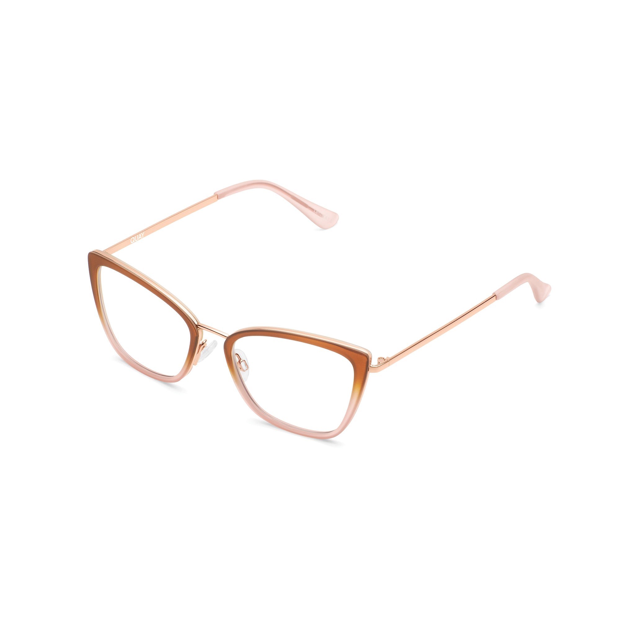 Honey To Coral / Clear Rx Quay CLICK BAIT RX Unisex Glasses | VHNPX-8543