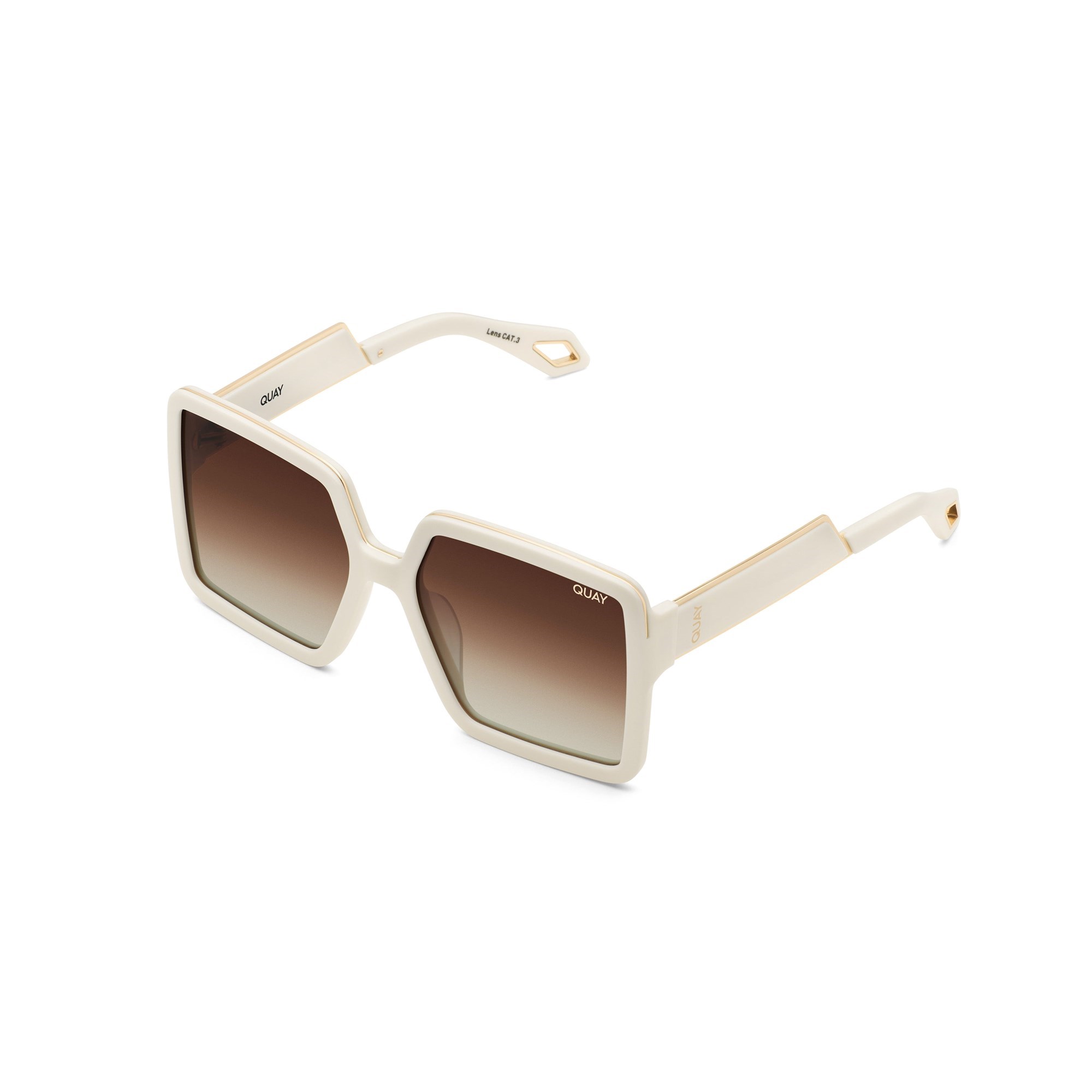 Ivory / Brown Polarized Quay ALMOST READY Women's Sunglasses | YPHNB-5391