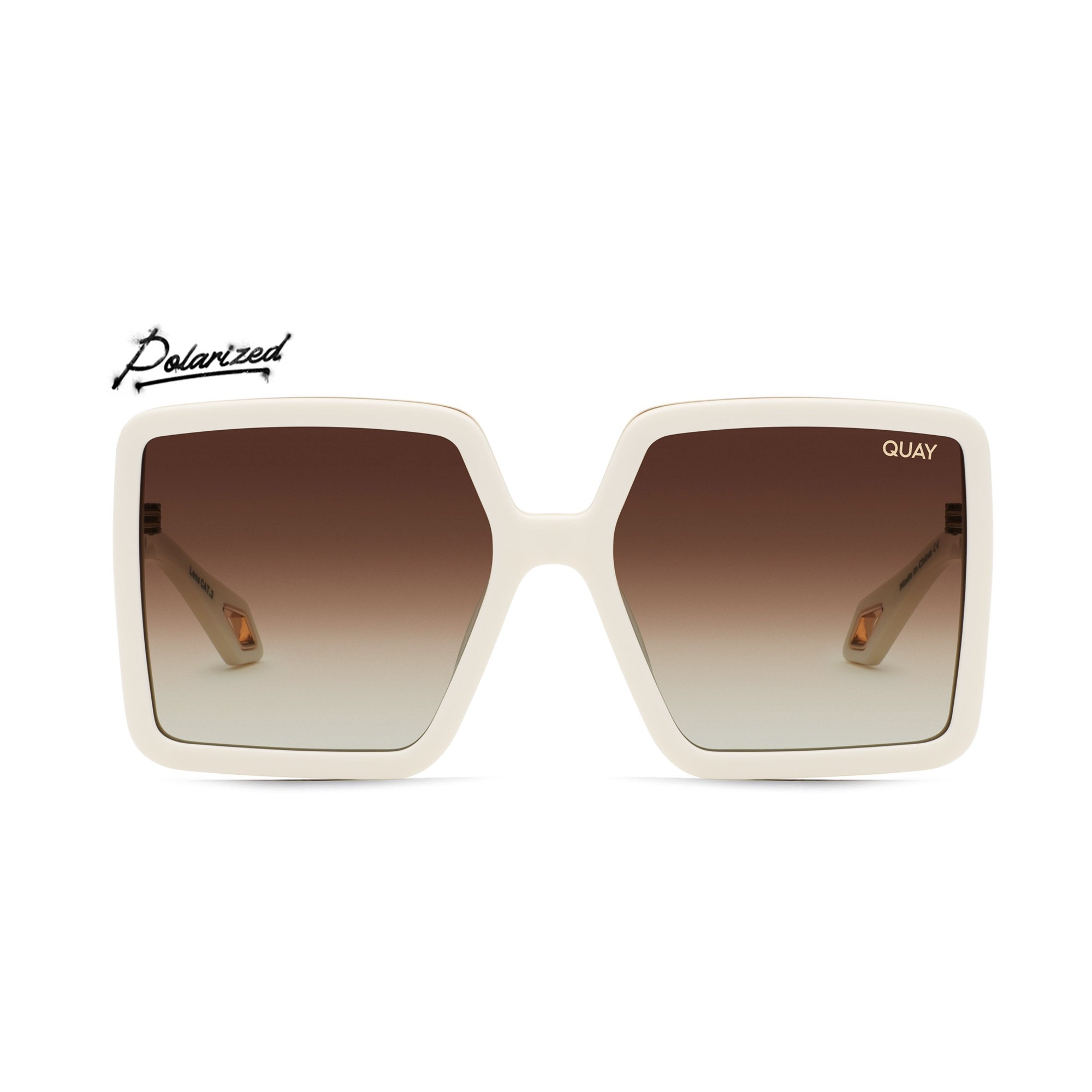 Ivory / Brown Polarized Quay ALMOST READY Women\'s Sunglasses | YPHNB-5391