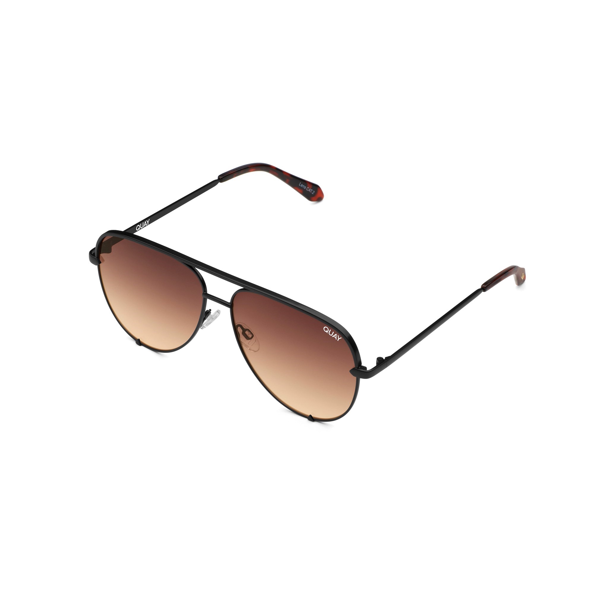 Matte Black / Brown Orange Quay HIGH KEY Men's Sunglasses | CEWRD-5349