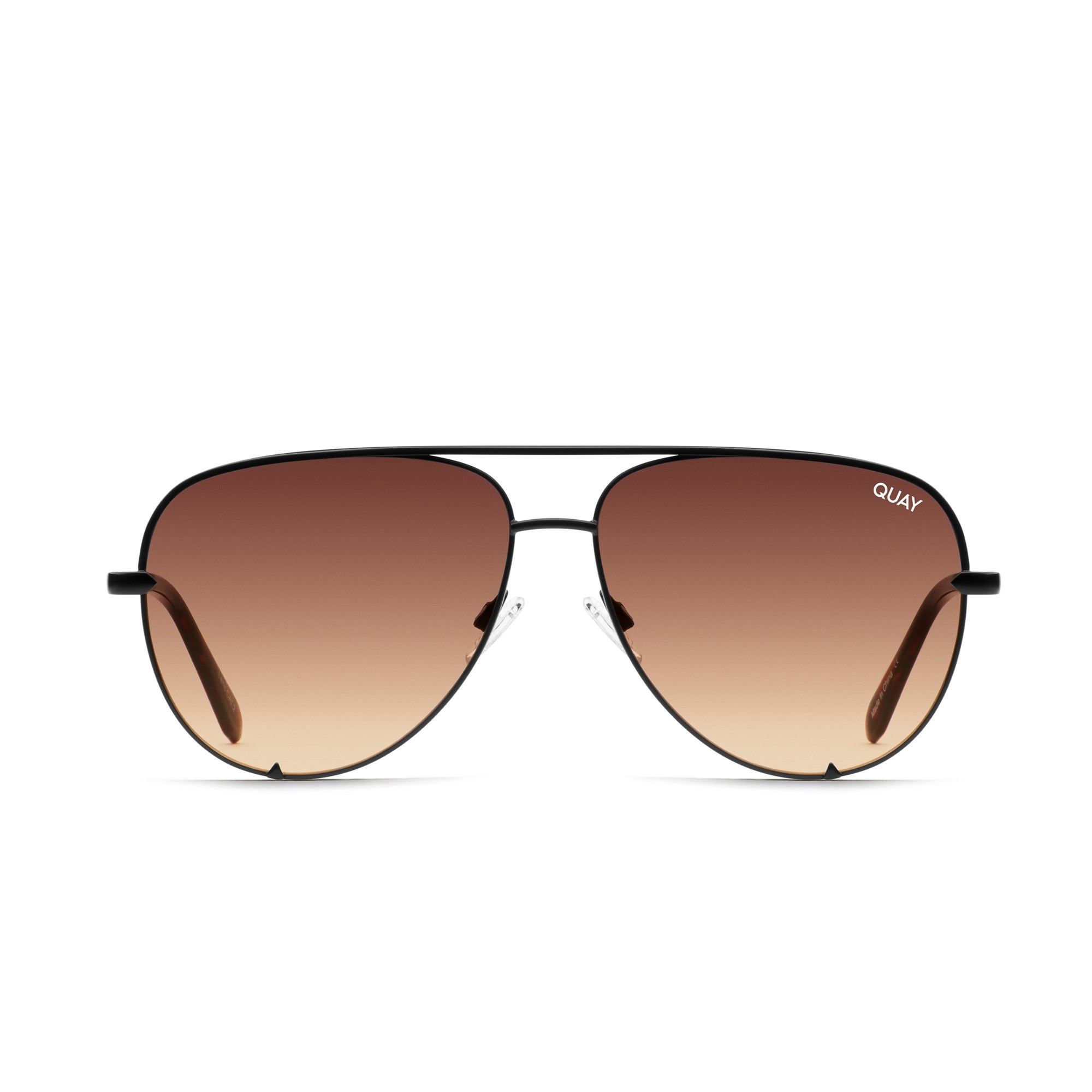 Matte Black / Brown Orange Quay HIGH KEY Men\'s Sunglasses | CEWRD-5349