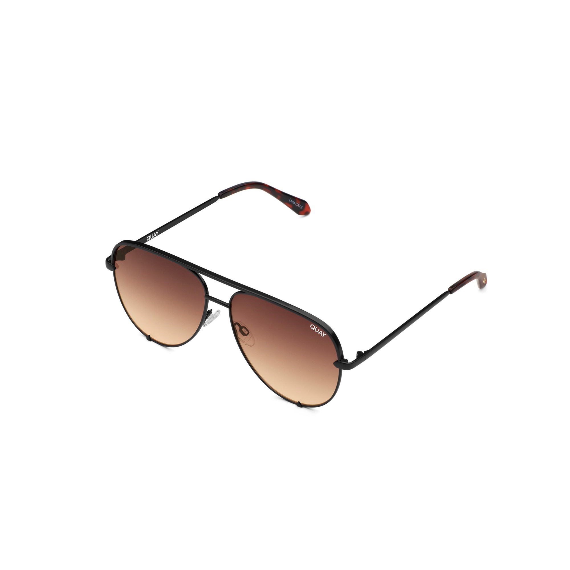 Matte Black / Brown Orange Quay HIGH KEY MINI Women's Sunglasses | OTKBV-6385