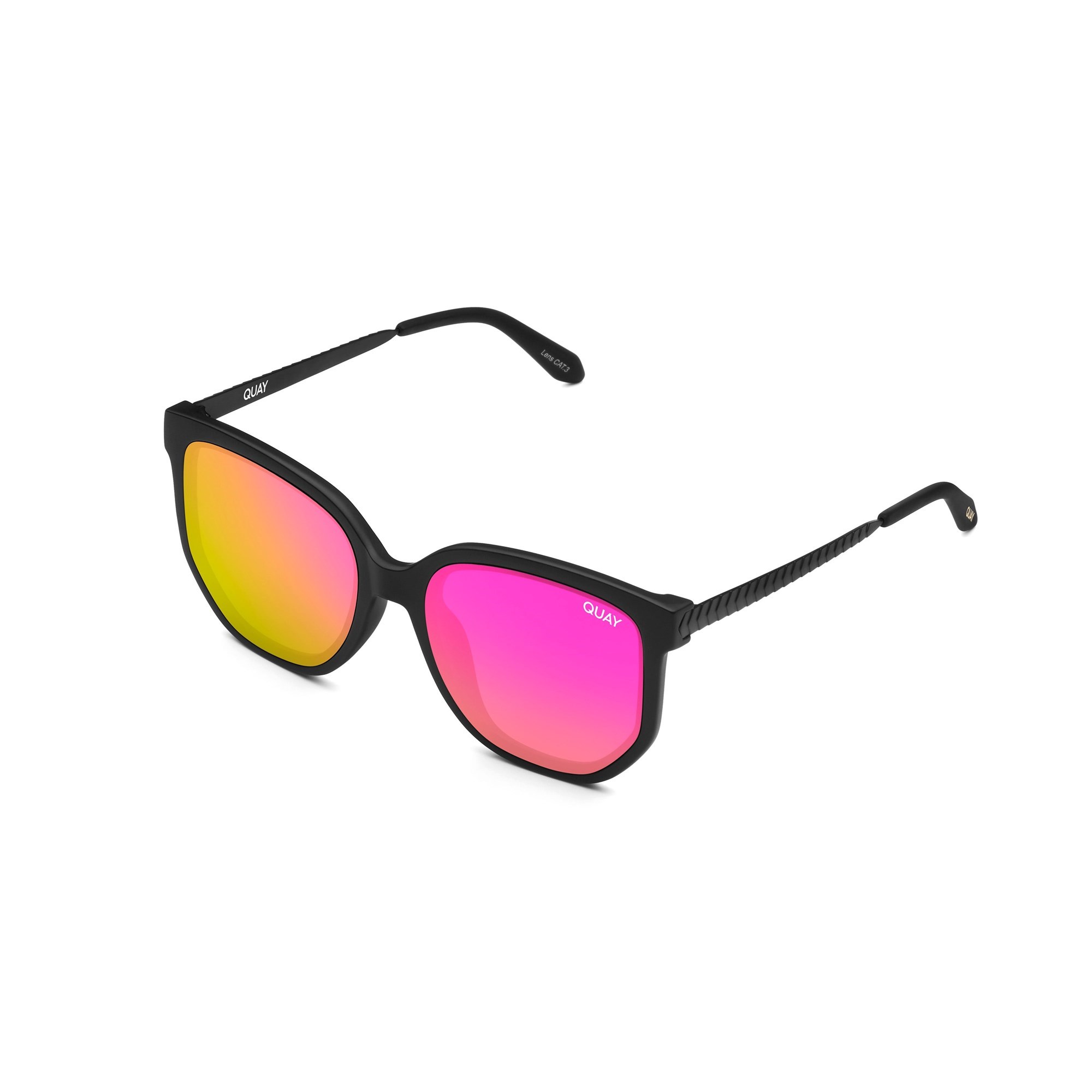 Matte Black / Pink Quay COFFEE RUN Women's Sunglasses | BPUQH-5319