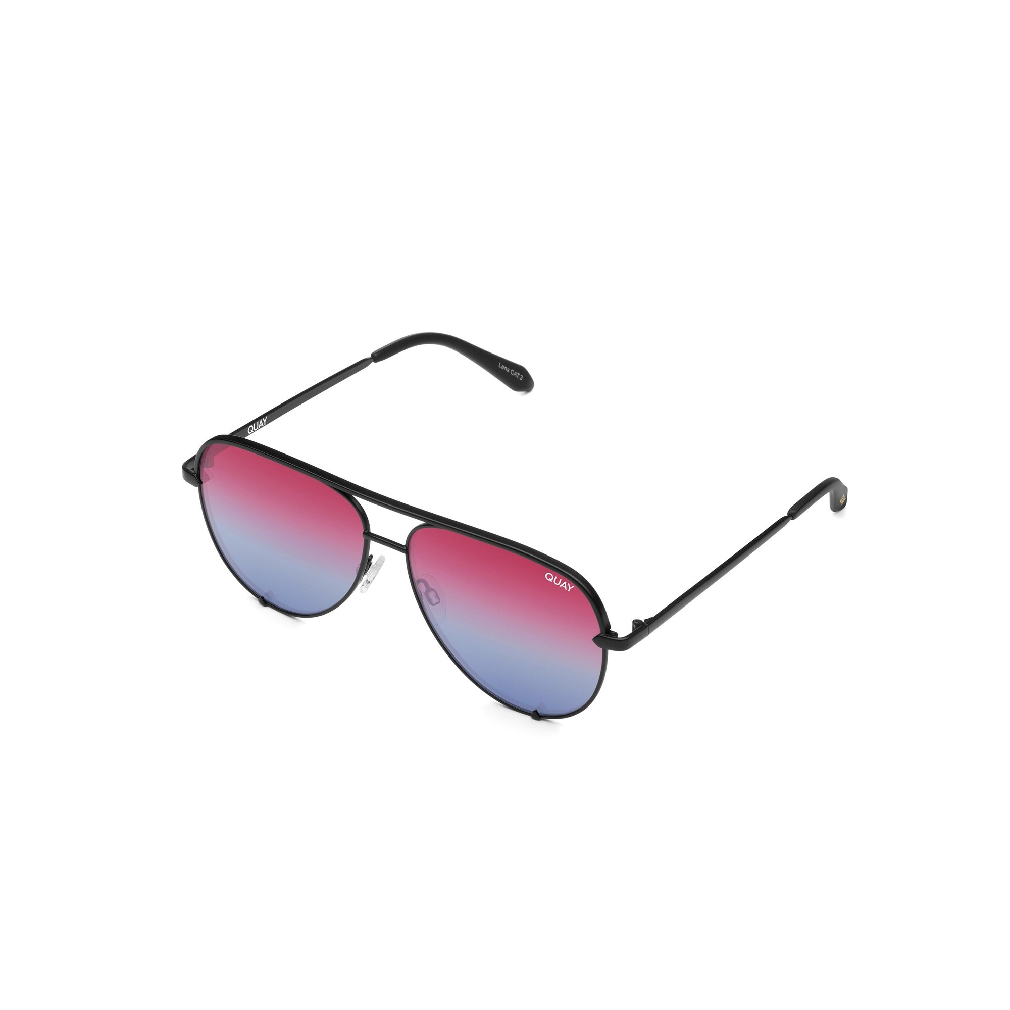 Matte Black / Purple Blue Orbit Quay HIGH KEY MINI Women's Sunglasses | XLFJW-5638