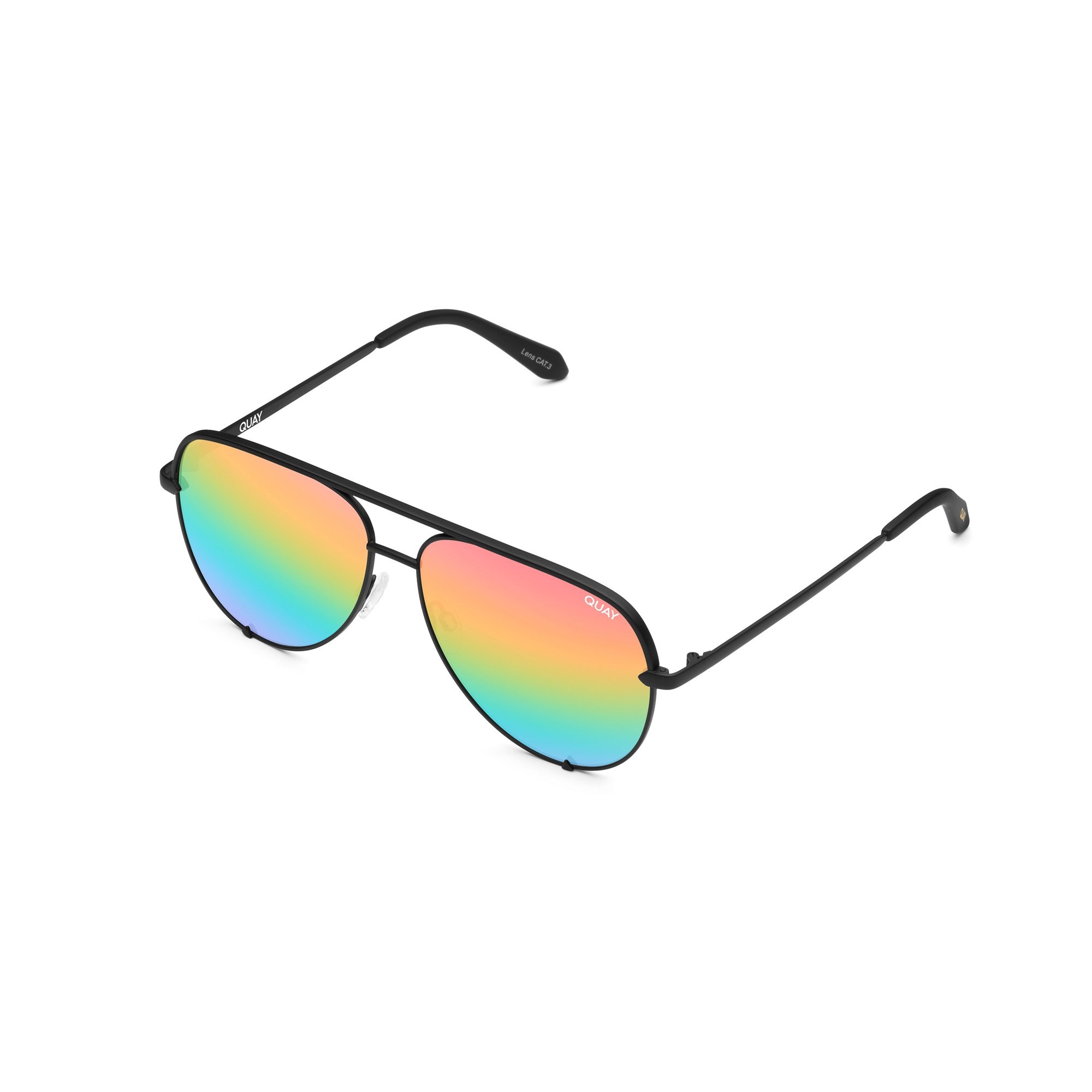 Matte Black / Rainbow Quay HIGH KEY Women's Sunglasses | QSOAY-5013