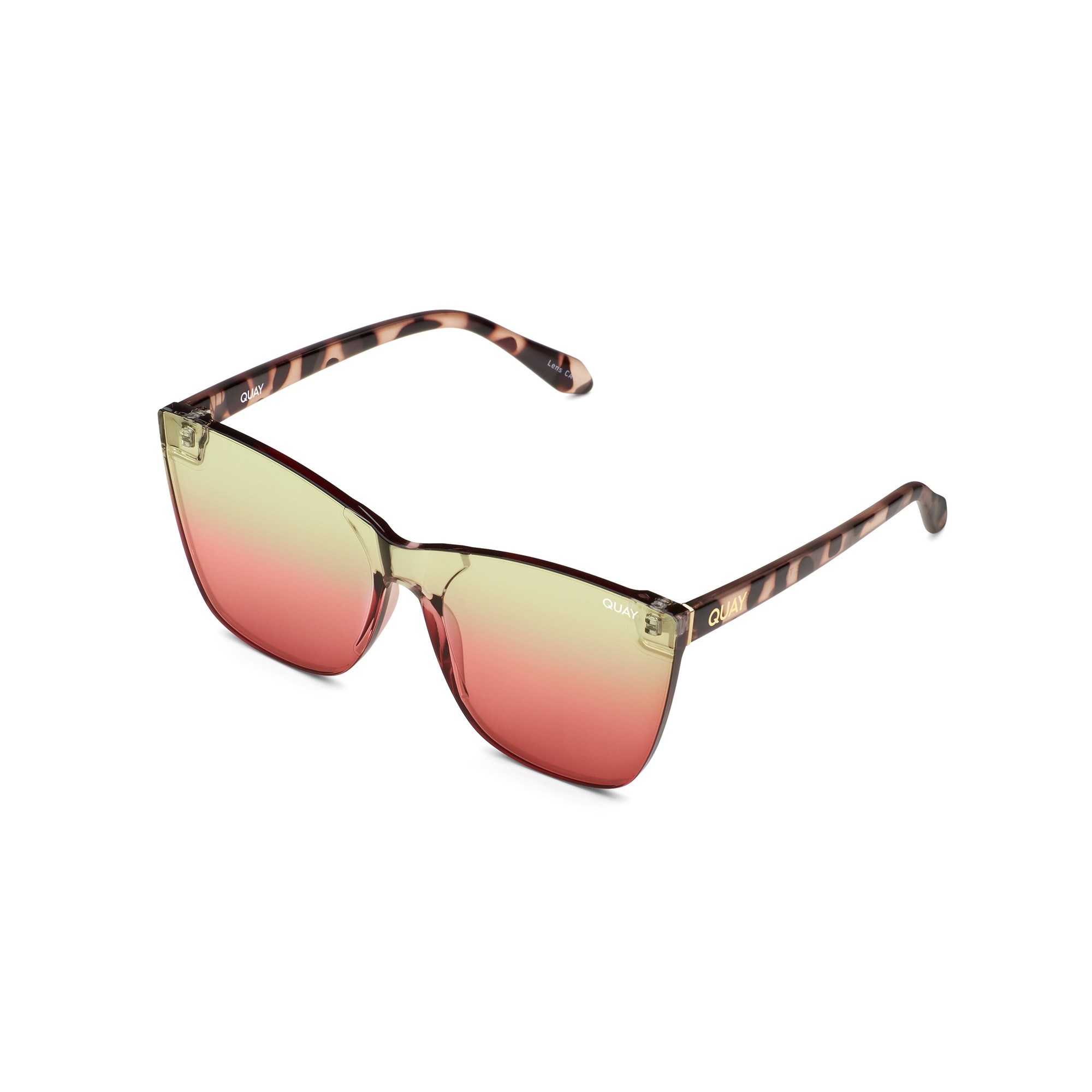 Milky Tortoise / Lime Pink Revo Quay COME THRU Women's Sunglasses | DSMTN-6519