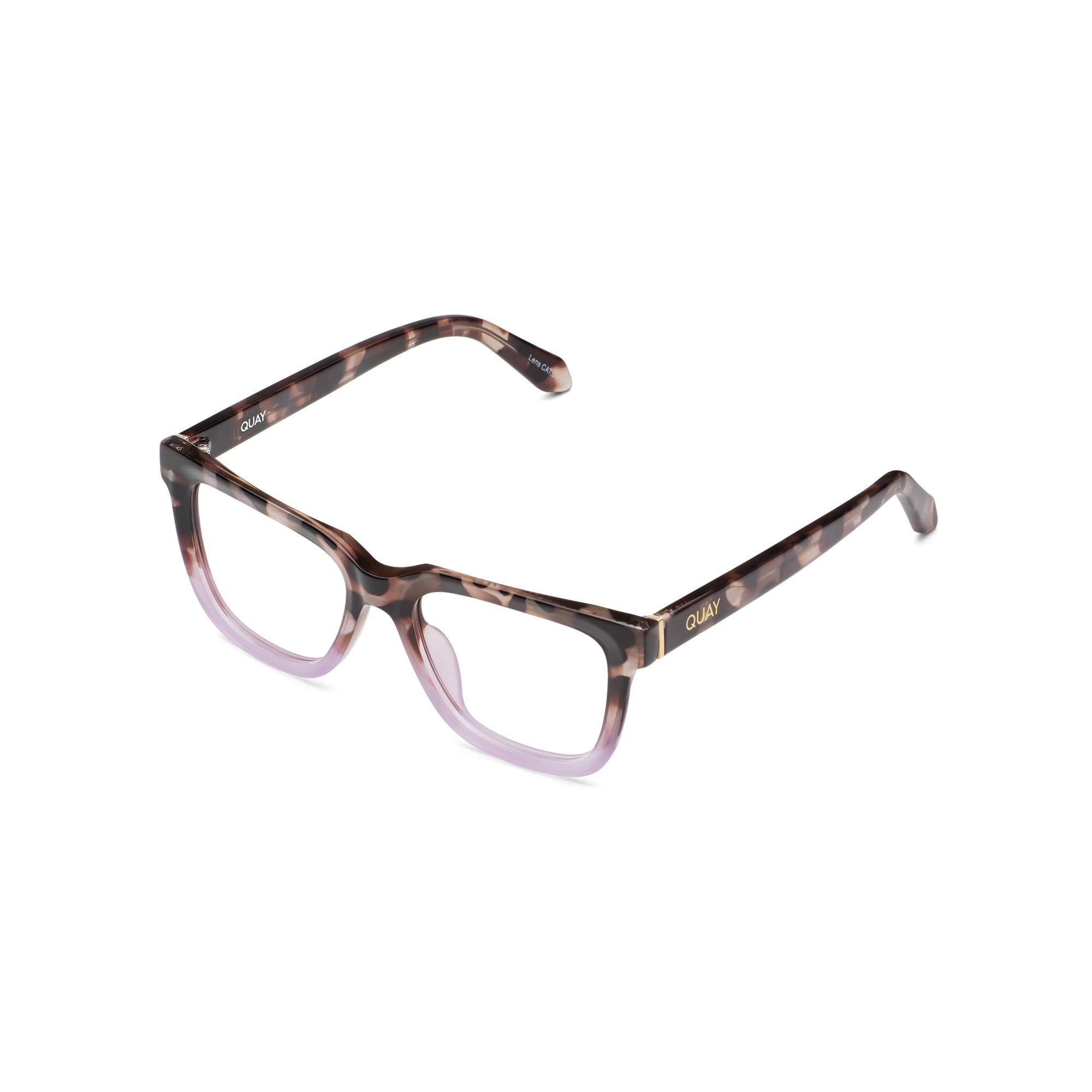 Milky Tortoise To Lilac / Clear Rx Quay WIRED BEVEL STANDARD RX Unisex Glasses | LEAIT-5049