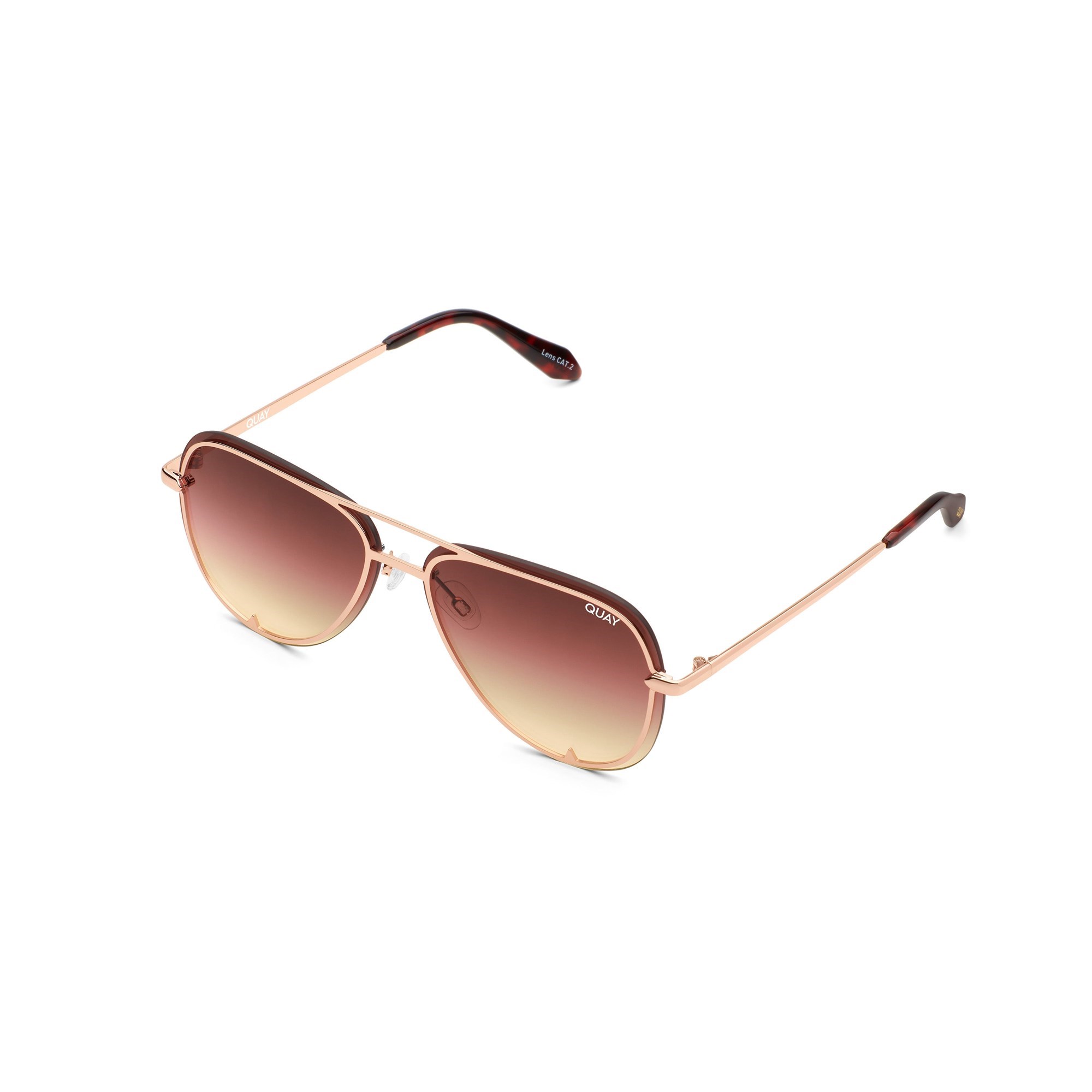 Rose Gold / Brown Yellow Quay HIGH KEY FRAMED Women's Sunglasses | MJORU-0981