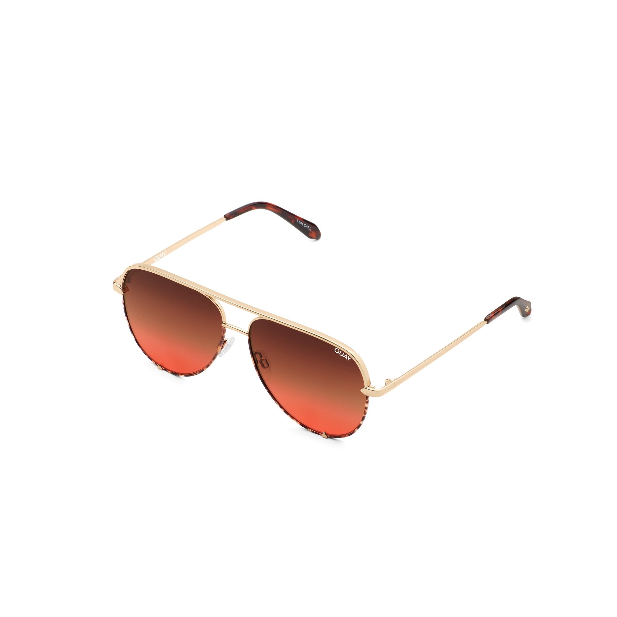 Two Tone Gold / Brown To Maroon Quay HIGH KEY MINI Men's Sunglasses | TVNXA-8907