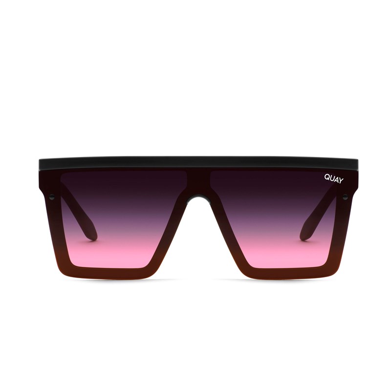 Black / Black Pink Fade Quay HINDSIGHT Women's Sunglasses | CIYHK-4561