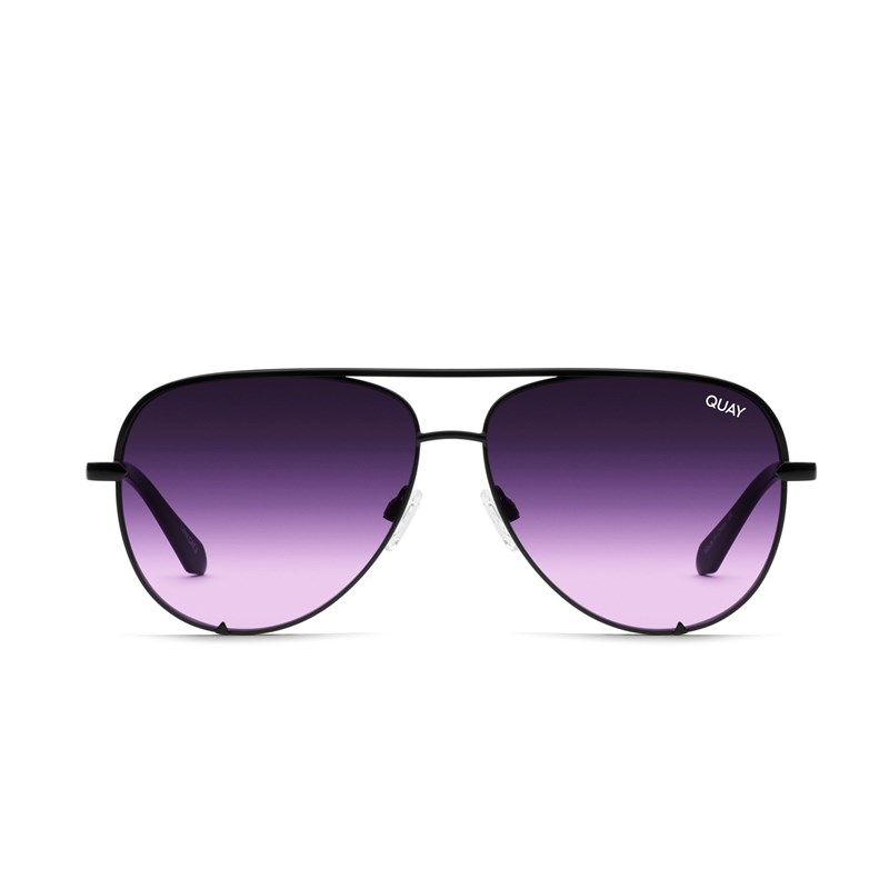 Black / Black Purple Fade Quay HIGH KEY Women's Sunglasses | HPDSB-2754