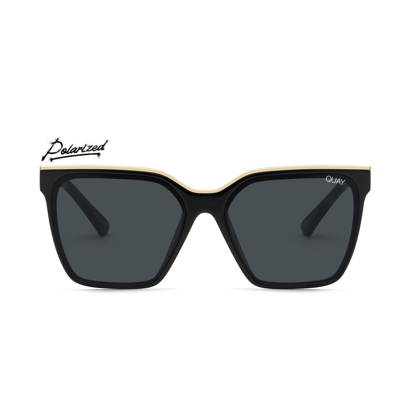 Black Gold / Smoke Polarized Quay LEVEL UP Women's Sunglasses | XWKUY-1950