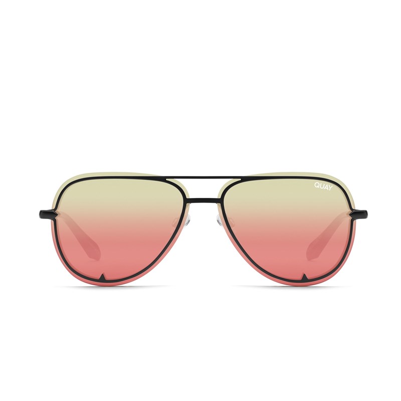 Black / Green To Pink Quay HIGH KEY FRAMED Women's Sunglasses | OZYTL-4213