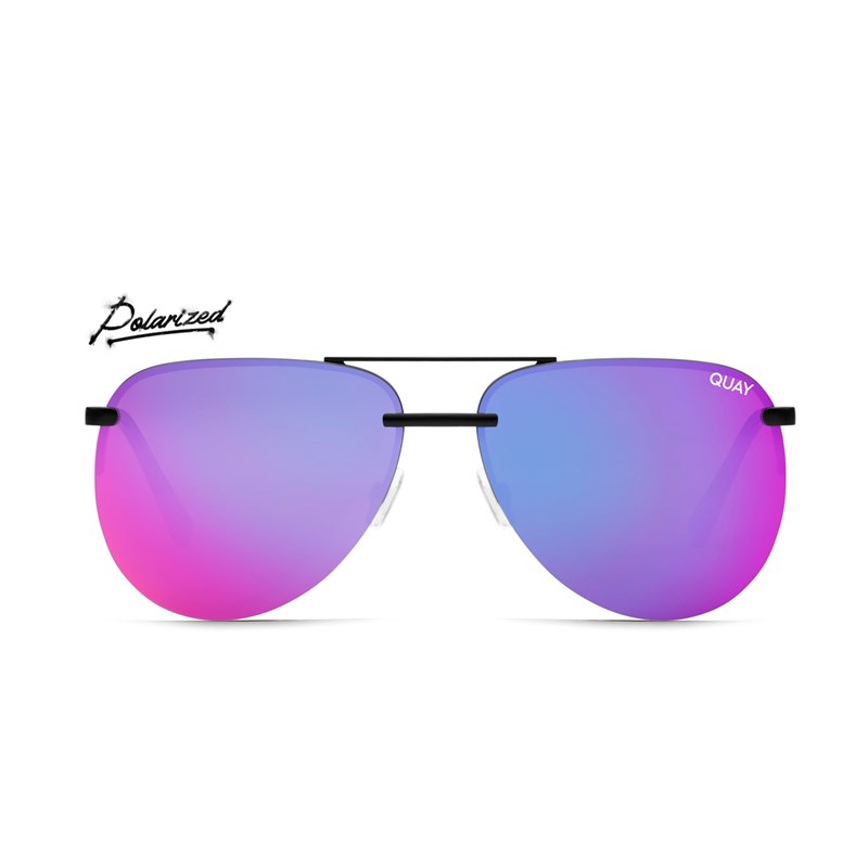 Black / Pink Polarized Quay THE PLAYA Men's Sunglasses | CRJKZ-3741