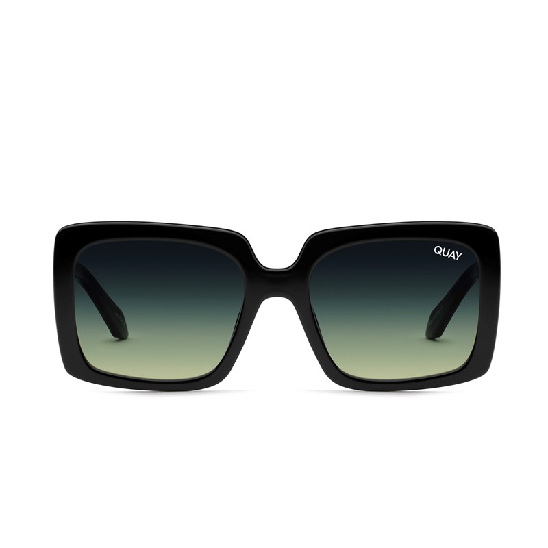 Black / Smoke Green Quay TOTAL VIBE Women's Sunglasses | RGFOL-7109