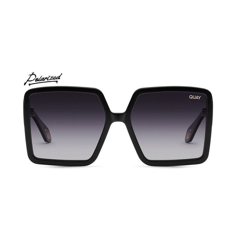 Black / Smoke Polarized Quay ALMOST READY Women's Sunglasses | EBPHK-9685