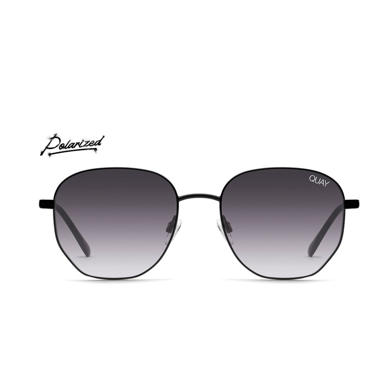 Black / Smoke Polarized Quay BIG TIME Men's Sunglasses | SGMOV-8650