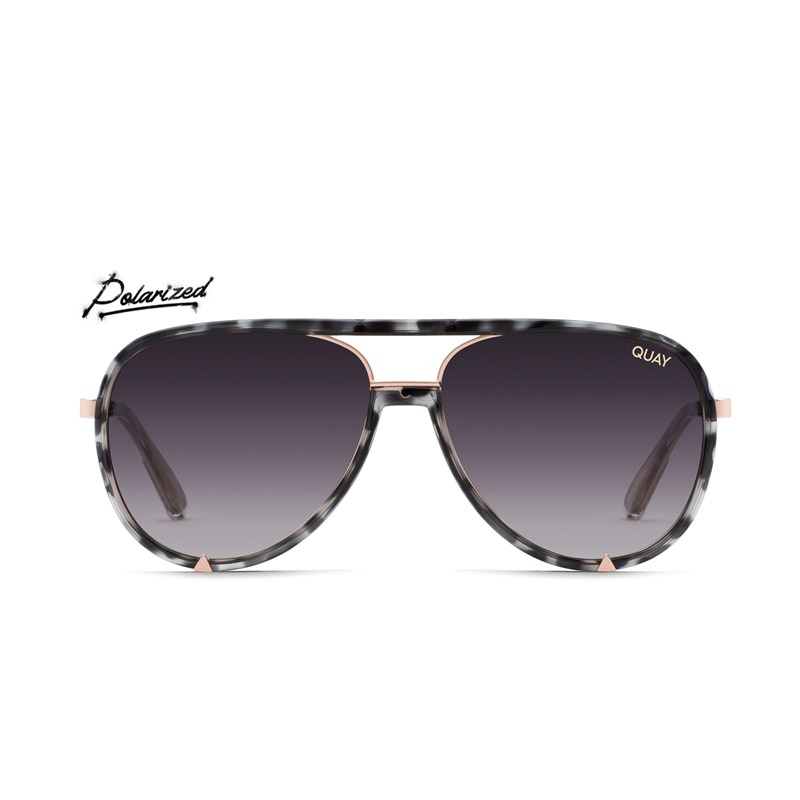 Black Tortoise / Smoke Polarized Quay HIGH PROFILE Women's Sunglasses | SHOFD-0412