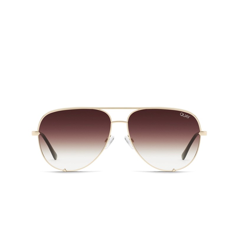 Gold / Brown Fade Quay HIGH KEY MINI Men's Sunglasses | SJIOX-2038