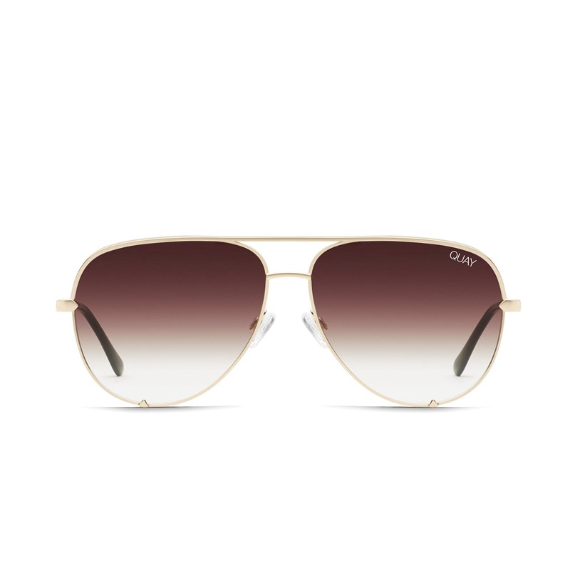 Gold / Brown Fade Quay HIGH KEY Men's Sunglasses | QTREO-3214