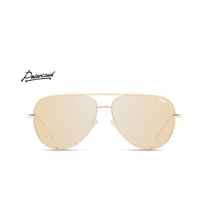 Gold / Gold Polarized Quay HIGH KEY MINI Men's Sunglasses | GZIXF-5197