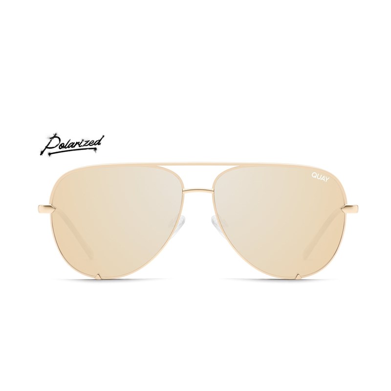 Gold / Gold Polarized Quay HIGH KEY Men's Sunglasses | DBLQJ-9178