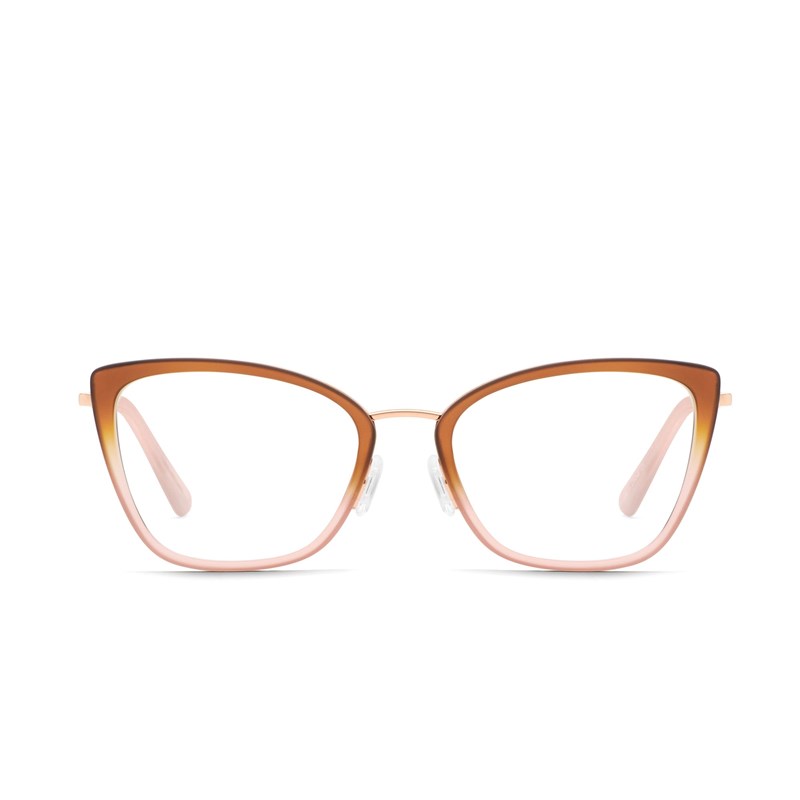 Honey To Coral / Clear Rx Quay CLICK BAIT RX Unisex Glasses | VHNPX-8543