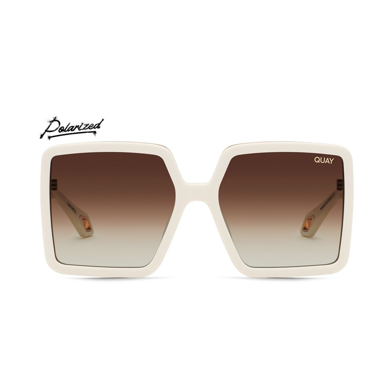 Ivory / Brown Polarized Quay ALMOST READY Women's Sunglasses | YPHNB-5391