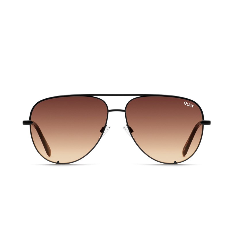 Matte Black / Brown Orange Quay HIGH KEY Men's Sunglasses | CEWRD-5349