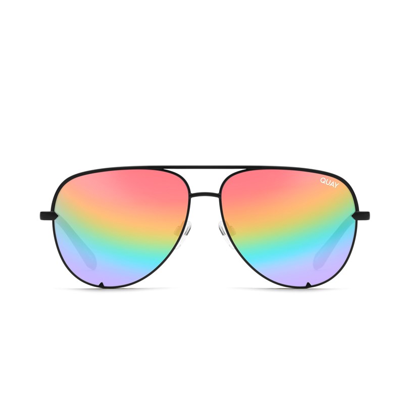 Matte Black / Rainbow Quay HIGH KEY Women's Sunglasses | QSOAY-5013