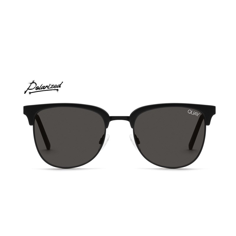 Matte Black / Smoke Polarized Quay EVASIVE Men's Sunglasses | TVUDN-5489