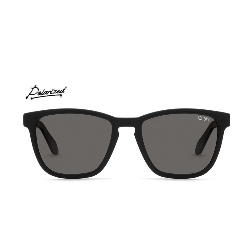 Matte Black / Smoke Polarized Quay HARDWIRE Women's Sunglasses | SDTFJ-0378