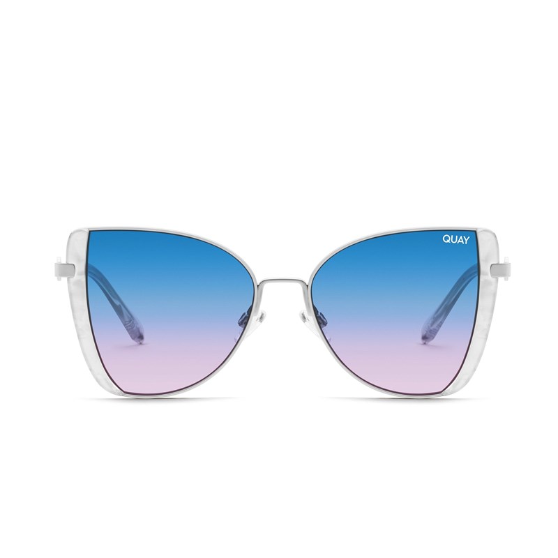 Silver / Blue Purple Quay GLOW UP Women's Sunglasses | QKTOY-1625