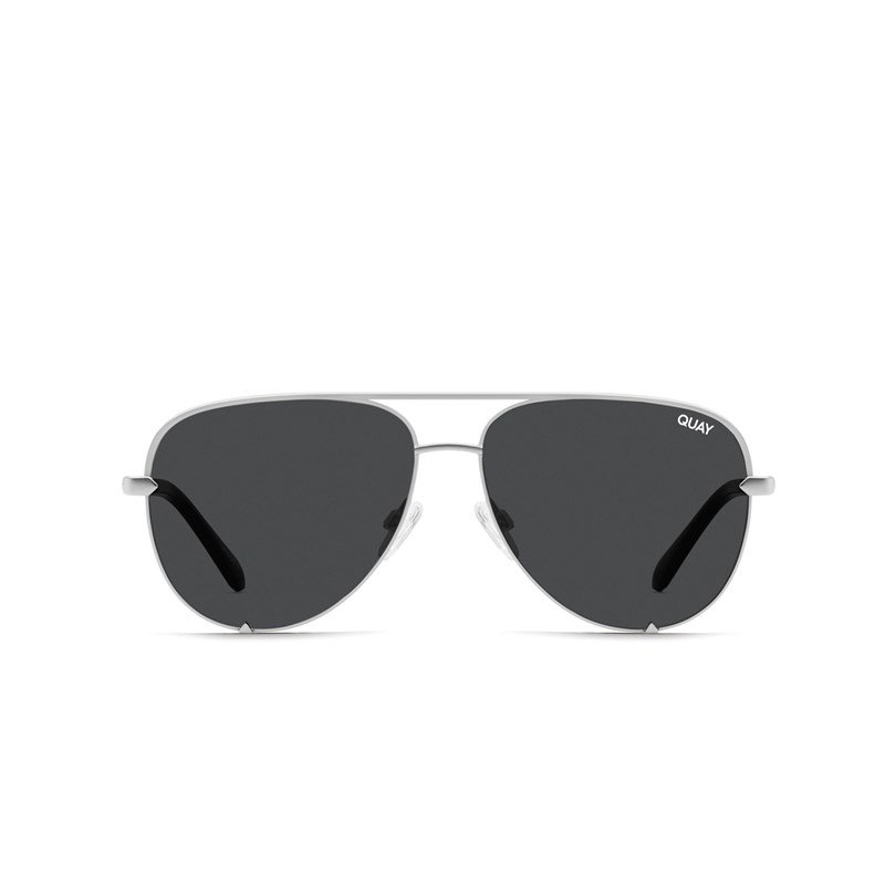 Silver / Smoke Rx Quay HIGH KEY MICRO RX Unisex Prescription Sunglasses | STBGE-6380