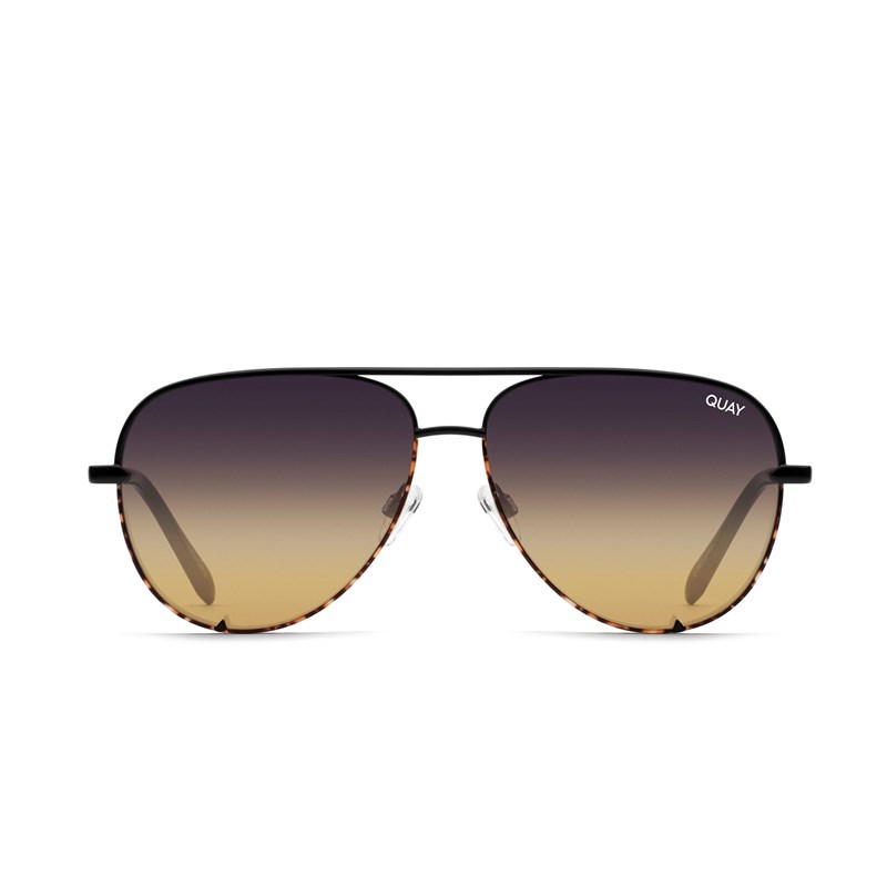 Two Tone Black Tortoise / Black To Gold Quay HIGH KEY Women's Sunglasses | NZODU-6348