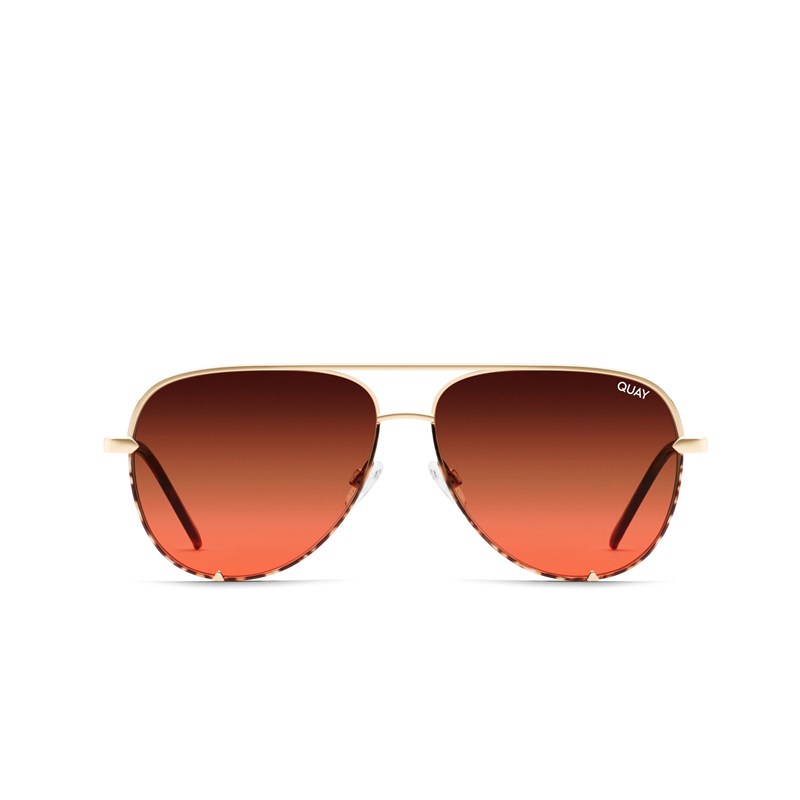 Two Tone Gold / Brown To Maroon Quay HIGH KEY MINI Women's Sunglasses | SKEDC-2417