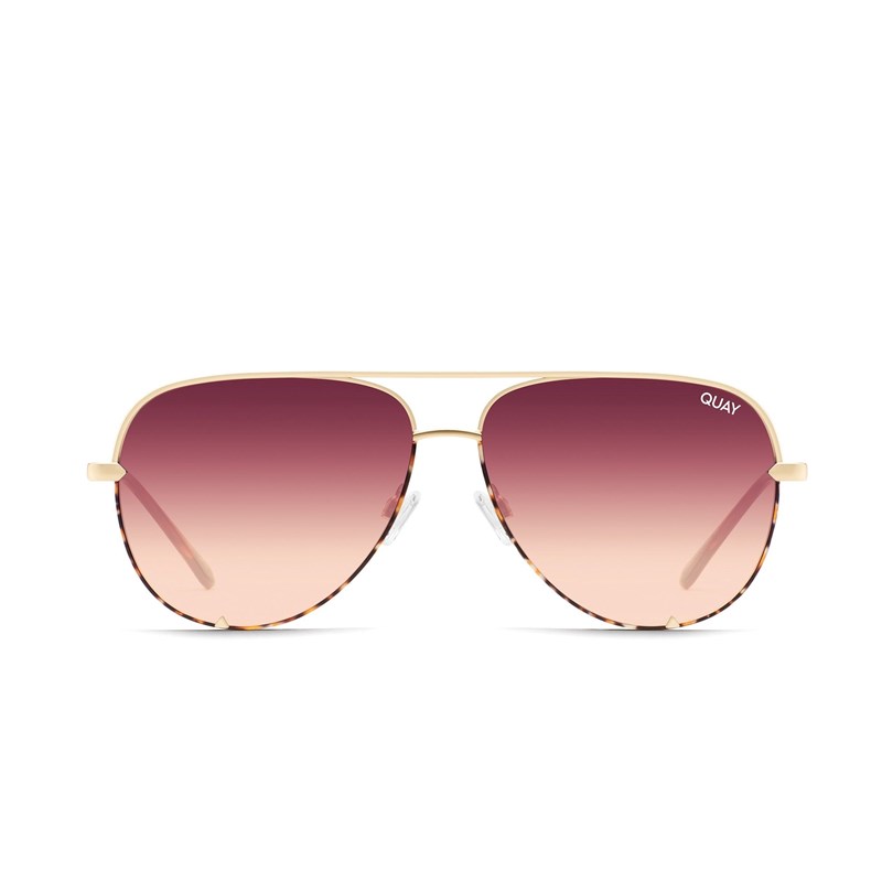 Two Tone Gold Tortoise / Purple Peach Quay HIGH KEY Women's Sunglasses | BVFOM-6817