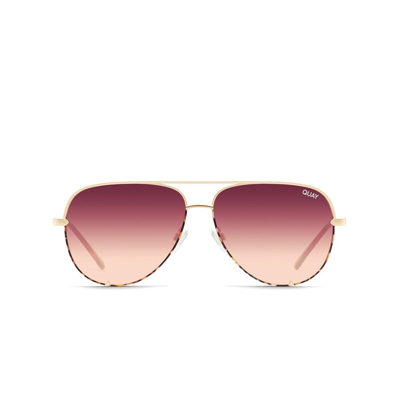 Two Tone Gold Tortoise / Purple Peach Quay HIGH KEY MINI Men's Sunglasses | GTZMY-4783