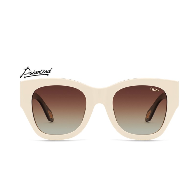 White Tortoise / Brown Polarized Quay AFTER HOURS LUXE Women's Sunglasses | AKDSF-9370